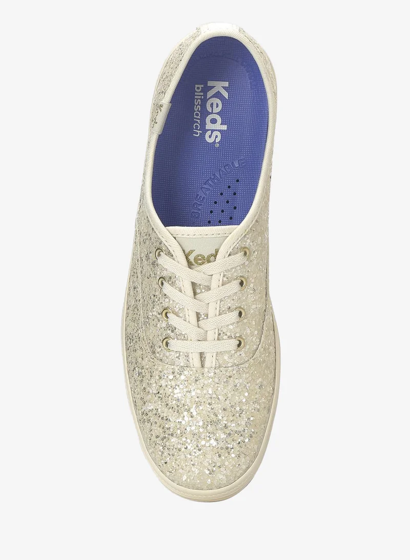 Keds Cream Keds Women's Champion Lace Up Glitter Textile Casual Sneaker Cream for Women | Best Price UAE